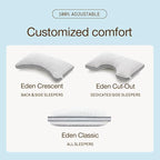 Coop Home Goods Eden Crescent Bed Pillow for Side & Back Sleepers, King Size, Adjustable Medium Soft Memory Foam Pillow with Cooling Gel & Ergonomic Crescent Shape, CertiPUR-US/GREENGUARD Gold