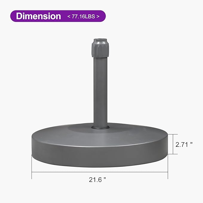 PURPLE LEAF Patio Umbrella Base Stand AT4035 Market Table Umbrellas Outdoor Heavy Duty Round Concrete Stand 77 LBS Black