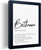 Black and White Bathroom Wall Art, Bathroom Quotes Wall Decor, Small Modern Rules Wall Art, Black Framed Canvas Artworks for Wall