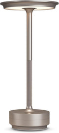 Rechargeable Cordless Table Lamp, Portable 5000mAh LED Touch Table Light, 3 Color Stepless Dimming Battery Powered Table Lamp for Outdoor/Restaurant/Patio.(Champagne Gold)