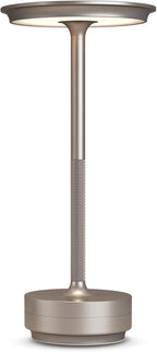 Rechargeable Cordless Table Lamp, Portable 5000mAh LED Touch Table Light, 3 Color Stepless Dimming Battery Powered Table Lamp for Outdoor/Restaurant/Patio.(Champagne Gold)