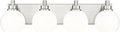 Bathroom Light Fixtures, 4 Light Brushed Nickel Vanity Light, 26 Inch Modern Wall Sconces with Globe Milk White Glass Shade, Vanity Lighting Fixtures Over Mirror, VL195-BN-ML-4