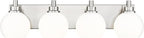 Bathroom Light Fixtures, 4 Light Brushed Nickel Vanity Light, 26 Inch Modern Wall Sconces with Globe Milk White Glass Shade, Vanity Lighting Fixtures Over Mirror, VL195-BN-ML-4