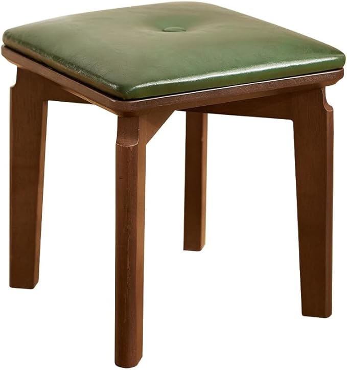 Small Footstool Ottoman 10 inch Faux Leather Wooden Step Stool Foot Stool Ottoman for Kitchen Living Room Bedroom Entryway