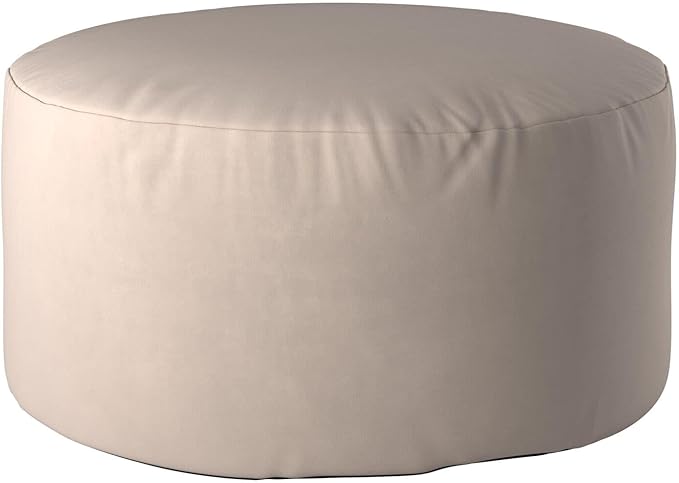 Howard Elliott Round Pouf Ottoman Foot Rest With Cover, Round Stuffed Foot Stool Filled with Polyester Fiber, Fluffy Comfortable Soft Seating for Living Room & Bedroom, 22 x 22 x 12 Inch, Bella Sand