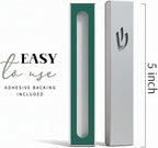 SURI Mezuzah on Door – 5 Inch Silver Aluminum Mezuzah Case with Printed Scroll, Open-Back Design for Indoor Use, Self-Stick Adhesive, Fits a 4 Inch Scroll, Gift Box Included