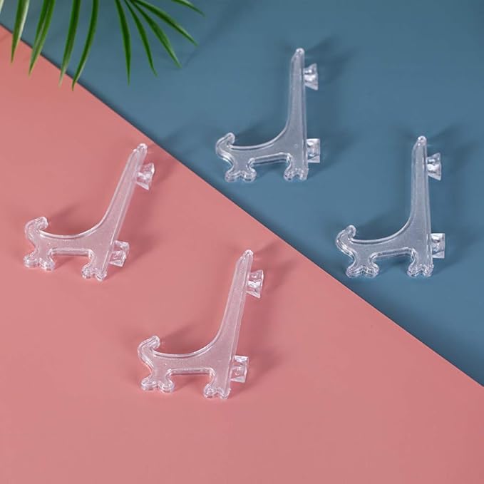 Artliving 4 Inch Clear Plastic Easels or Stand/Plate Holders to Display Pictures or Other Items at Weddings, Home Decoration, Birthdays, Tables (12 Pack)