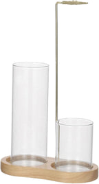 Upside Down Incense Stick Burner, Including Wood Base, Glass Ash Catcher Detachable Metal Incense Holder, Anti-Scald Design for Meditation, Yoga, Home & Office Decor