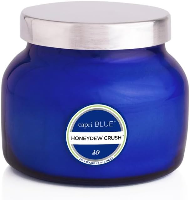 Capri Blue Scented Candles - Soy Candle Wax Blend - Jar Candles - Blue Candle Gifts for Women & Men - Luxury Candles for Home Scented with Honeydew Nectar, Grapefruit & Apple - Honeydew Crush (8 oz)