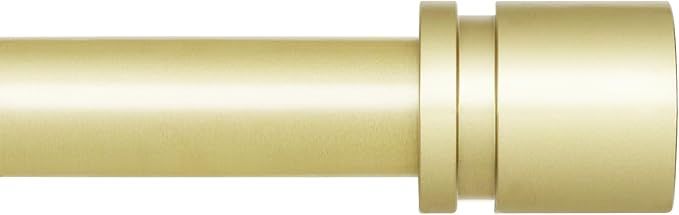 Curtain Rods for Windows 16 to 240 Inches Adjustable Length 1 Inch Diameter Window Curtain Rod with Aluminium Finials, Warm Gold