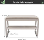 Solid Wood Shoe Rack, 2 Tier Shoe Storage Bench with Cushion Seat, 10 Pair Shoe Organizer for Entryway, White, 39 Inch