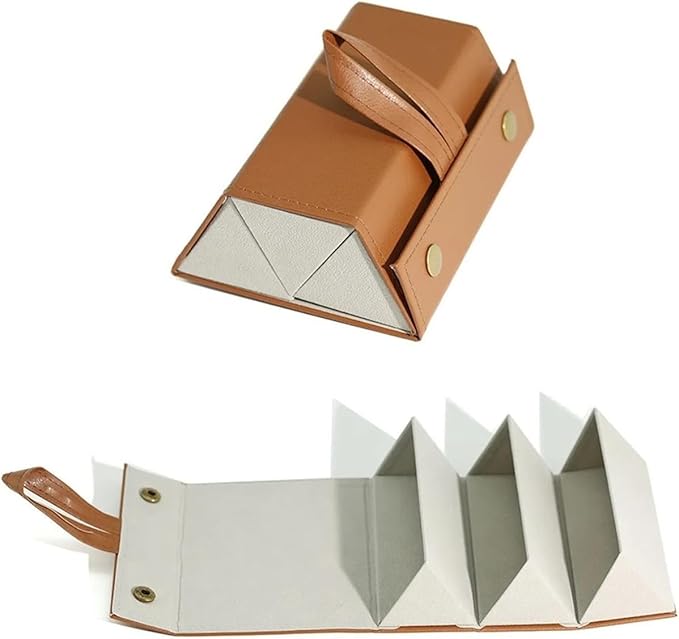Portable Foldable Glasses Box 3/5 Multi-Slot Eyeglass Storage Display Organizer PU Leather Travel Sunglasses Case(Khaki,Small)