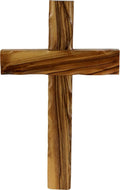 Holy Land Market Olive Wood Wall Cross - Hand Carved Wooden Crucifix with Certificate & Lord's Prayer Card, Authentic Bethlehem Christian Cross Wall Decor - 8 in