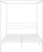 SHA CERLIN Metal Canopy Bed Frame Queen Size/Mattress Foundation with Metal Slats Support/No Box Spring Needed/Easy Assembly/White