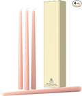 12-Inch Tall Dripless Taper Candles Set of 4 - Pearl Pink Tapered Candles, Perfect for Christmas - Smokeless, Unscented, Long Burning - Hand Poured, Colored Tall Candlesticks - Rosa Perla