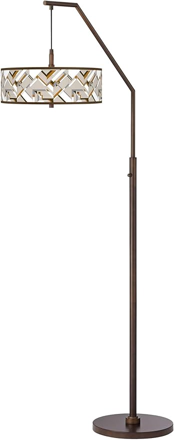 Craftsman Mosaic Bronze Downbridge Arc Floor Lamp