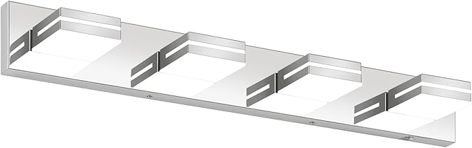 Bathroom Vanity Lighting Fixtures Over Mirror (4-Light, 30-Inch) Modern LED Bathroom Wall Lighting Fixtures, Chrome (Cool White 6000K)