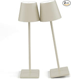 2-Pack LED Cordless Table Lamp, Rechargeable Battery Desk lamp 3W 5500mAh Battery Operated Stepless Dimming Modern Portable Table Light for Restaurant/Bedroom/Outdoor IP54 Waterproof (Off White)