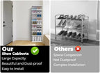 GCCSJ Shoe Rack Organizer Storage Box 9 Tiers-18 Pairs, Portable Folding Shoe Rack with Magnetic Clear Door for Closet Entryway, Transparent, 9 Tiers 18 Pairs