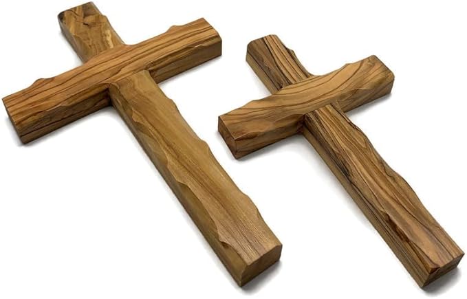 Olive Wood Wall Cross from Bethlehem, Wall Hanging Wooden Crosses for Wall , Confirmation Cross Gift , Baptism Gifts , Holy Wall cross, Religious décor Cross (One Small Cross 4.75" x 3.4")