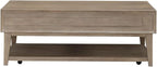 Liberty Furniture Brentwood Cocktail Table with Drawer Storage for Living Room - Sandstone Oak Wood