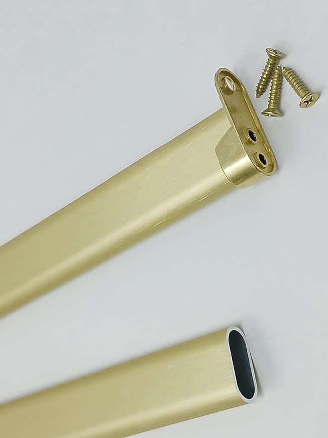 5-Case Pack Matte Brass 96" Oval Wardrobe Closet Tubing Aluminum Rods - 1.5mm Thickness