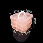 3-Tier Hair Accessories Storage Box, Clear Plastic Organizer with Handle, 5.9 x 5.9 x 5.1 in (Orange, 5.9 x 5.9 x 5.1 in)