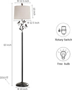 RORIANO 63" Rustic Leaf Floor Lamp for Living Room, Unique Bird Tall Standing Lamp with Rotary Switch, Vintage Floor Lamps for Bedroom Study Room, Bulb Included