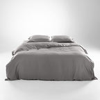 Olive + Crate Tencel Eucalyptus Cooling Duvet Cover Set - Hypoallergenic, Lyocell Tencel Duvet Cover - Soft, Temperature Regulating with Hidden Button Closure & Corner Ties - King Size [Stone Gray]