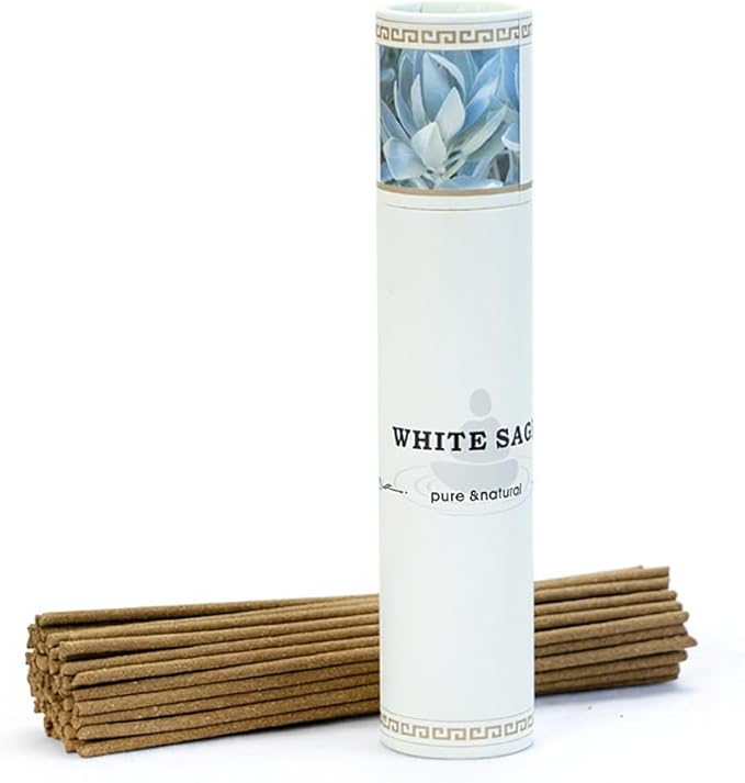 Seedlink White Sage Incense Sticks (50g, Approx. 50 Sticks) for Cleansing Negative Energy | Pure & Natural Aromatherapy Incense for Meditation, Yoga, and Spiritual Purification (60)