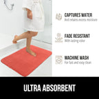 GORILLA GRIP Memory Foam Bath Mat, Soft Absorbent Velvet Bathroom Mats, Durable Dots on Underside, Machine Washable Bathmat, Carpet Rug Room Decor for Shower Tub Floor RV, 36x24 Rugs, Coral