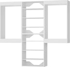 ROOMTEC Modular Closet System, 96" Wall-Mounted Closet Organizer with Hanging Rods and Shelves, Wooden Tower for Walk-In Closets, Wardrobe Storage Kit, White