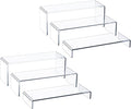 HIIMIEI Acrylic Display Riser, 6 Pcs 12" Large Acrylic Risers, Thickened to 5mm Clear Rectangular Display Shelf for Cupcake Stand, Tiered Display Stand for gemstone, curio, figurines, Collectibles