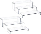 HIIMIEI Acrylic Display Riser, 6 Pcs 12" Large Acrylic Risers, Thickened to 5mm Clear Rectangular Display Shelf for Cupcake Stand, Tiered Display Stand for gemstone, curio, figurines, Collectibles