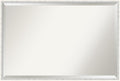 Amanti Art White Wall Mirror 25x37 Paige White Silver Rectangle Bathroom Mirror for Wall Decor Living Room, Large Modern Wood Frame, Hangs Horizonally and Vertically, Bathroom Decor, Beveled Edge