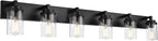 MELUCEE Black Vanity Lights with Clear Glass Shade, 6-Light Modern Bathroom Lighting Fixtures Over Mirror Industrial Wall Mount Light Fixture for Powder Room Kitchen Living Room