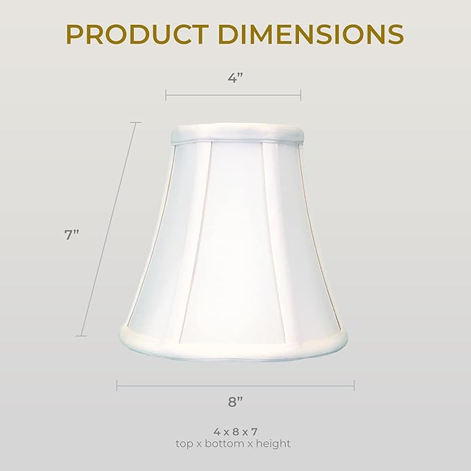 Royal Designs, Inc. BSO-704RC-8WH-2 True Bell Basic Lamp Shade with Round Clip, 4 x 8 x 7.25, White, 2-Pack