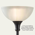 LIGHTACCENTS Glass Lamp Shade Replacement for Floor Lamp – Frosted Glass, 12” Diameter, 1.72” Opening, 4.75” Height – Lamp Shade for Floor Lamps, Replacement Glass for Floor Lamps (White)