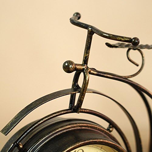 Berry President Antique Crafts Retro Vintage Style Bicycle Desk & Shelf Clock Modern Home Office Decoration Tabletop Display Ornament (Dark Brown)