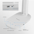 Honeywell LED Desk Lamp - HWT-H2 Sunturalux™ Eye-Caring Foldable Desk Light with USB A+C Dual Charging Port 4 Color Modes Dimmable Table Lamp for Home Office Bedroom Reading Study Work - White