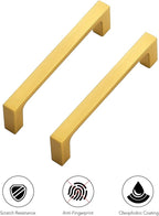 Ravinte 10 Pack Solid 4 Inch Kitchen Square Cabinet Handles Brushed Brass Cabinet Pulls Drawer Pulls Kitchen Cabinet Hardware Handles