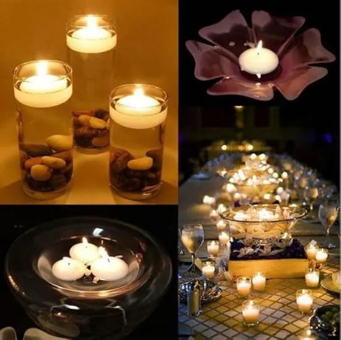 12 Pack White Floating Candles, 3 inch Unscented and Non-Dripless Wax Burning for 13-15 Hours, Floating Candles Used for Cylindrical Vases Centerpieces Parties Wedding and Home Decorations