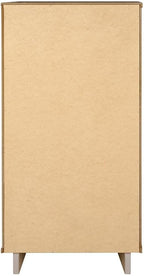 Manhattan Comfort Granville 24-Inch Modern Tall Dresser with 5 Full Extension Soft Close Drawers, Textured Ribbed Lines Design Made of Solid Wood with Gold Accent, TV Stand for Bedroom, Light Grey