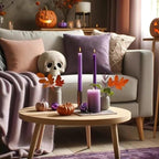 10-Inch Tall Dripless Taper Candles Set of 4 - Purple Tapered Candles, Perfect for Halloween - Smokeless, Unscented, Long Burning - Hand Poured, Colored Tall Candlesticks - Light Purple
