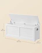 VASAGLE Storage Chest, Storage Bench with 2 Safety Hinges, Farmhouse Style, 15.7 x 47.2 x 18.1 Inches, for Entryway, Bedroom, Living Room, Cloud White ULSB065W01