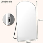HARRITPURE 76"x34" Silver Full Length Mirror Arch Floor Mirrors with Aluminum Alloy Frame Free-Standing Wall Mounted or Leaning Large Bedroom Dressing Mirror Modern & Contemporary Decor for Home