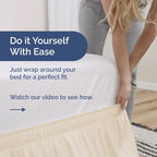 Wrap Around Dust Ruffle Bed Skirt - Off White - Twin/Twin XL Size Beds w/ 12 Inch Drop - Easy Fit Elastic Strap- Adjustable Pleated Bedskirt w/Brushed Fabric - Wrinkle Free - Women, Men, Kids & Teens