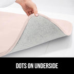 GORILLA GRIP Memory Foam Bath Mat, Soft Absorbent Velvet Bathroom Mats, Durable Dots on Underside, Machine Washable Bathmat, Carpet Rug Room Decor for Shower Tub Floor RV, 24x17 Rugs, Pink