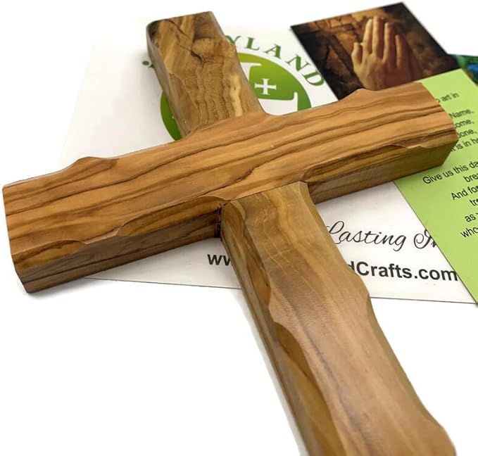 Olive Wood Cross from Bethlehem, Wall Hanging Wooden Cross, Confirmation Cross Gift, Baptism Gifts, Holy Wall Cross, Hand Made religious décor From the Holy Land (One X-Large10" x 6")