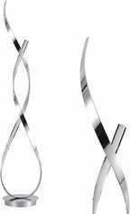 Chrome Spiral Floor Lamp, 54.3inch Tall LED Modern Standing Floor Lamp with Remote Control, 3 Color Dimmable 40W 4000LM Super Bright Floor Lamps for Living Room Bedroom